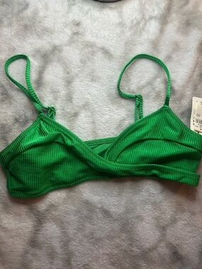 aerie Green Ribbed Bikini Top
